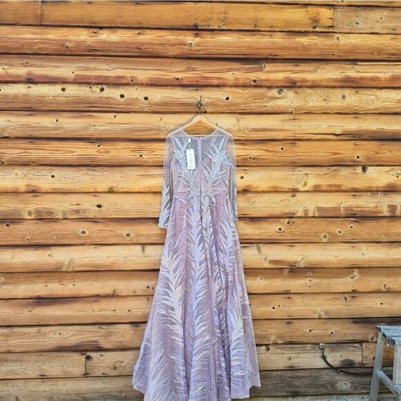 LARA High Neck Sheer Long Sleeve Embellished Gown - Picture 7 of 12